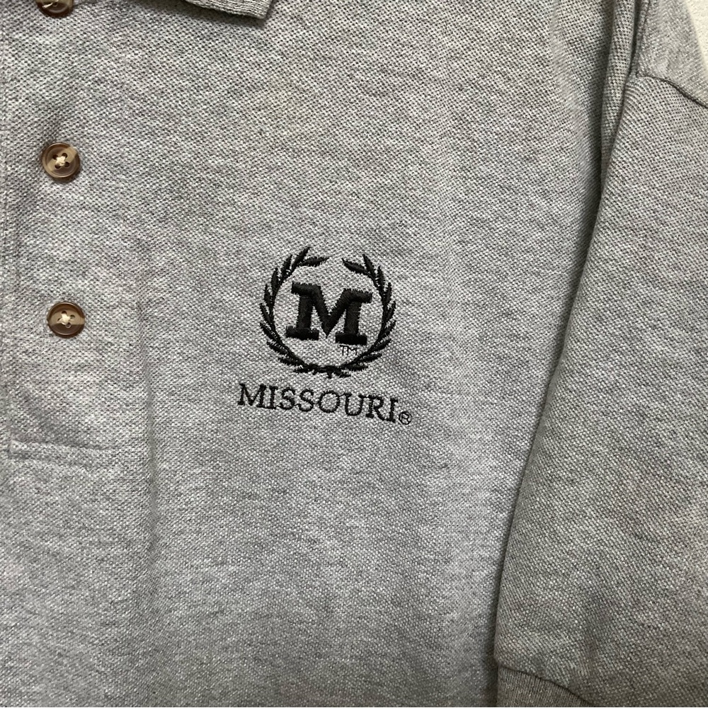 AS Sports Grey Missouri Embroidered Polo Shirt Size Large Preppy College - Picture 2 of 4